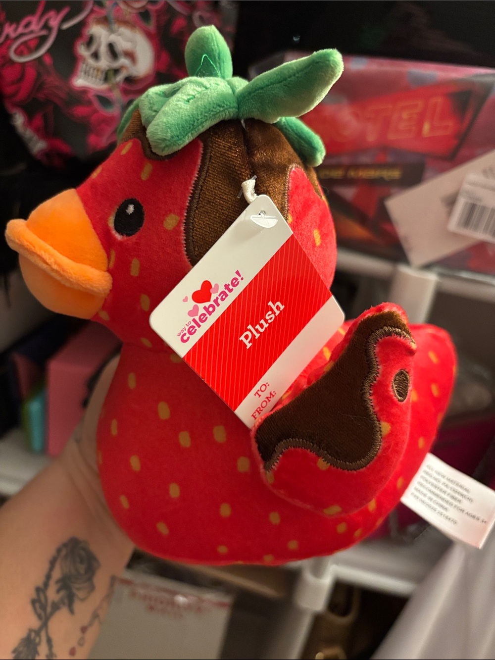 Plush Strawberry Duck Toy NWT - Picture 2 of 4